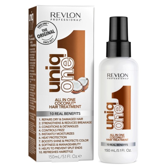 Maschera per capelli spray Uniq One Revlon Hair Treatment al cocco 150 ml Maschera per capelli spray Uniq One Revlon Hair Treatment al cocco - 150 ml